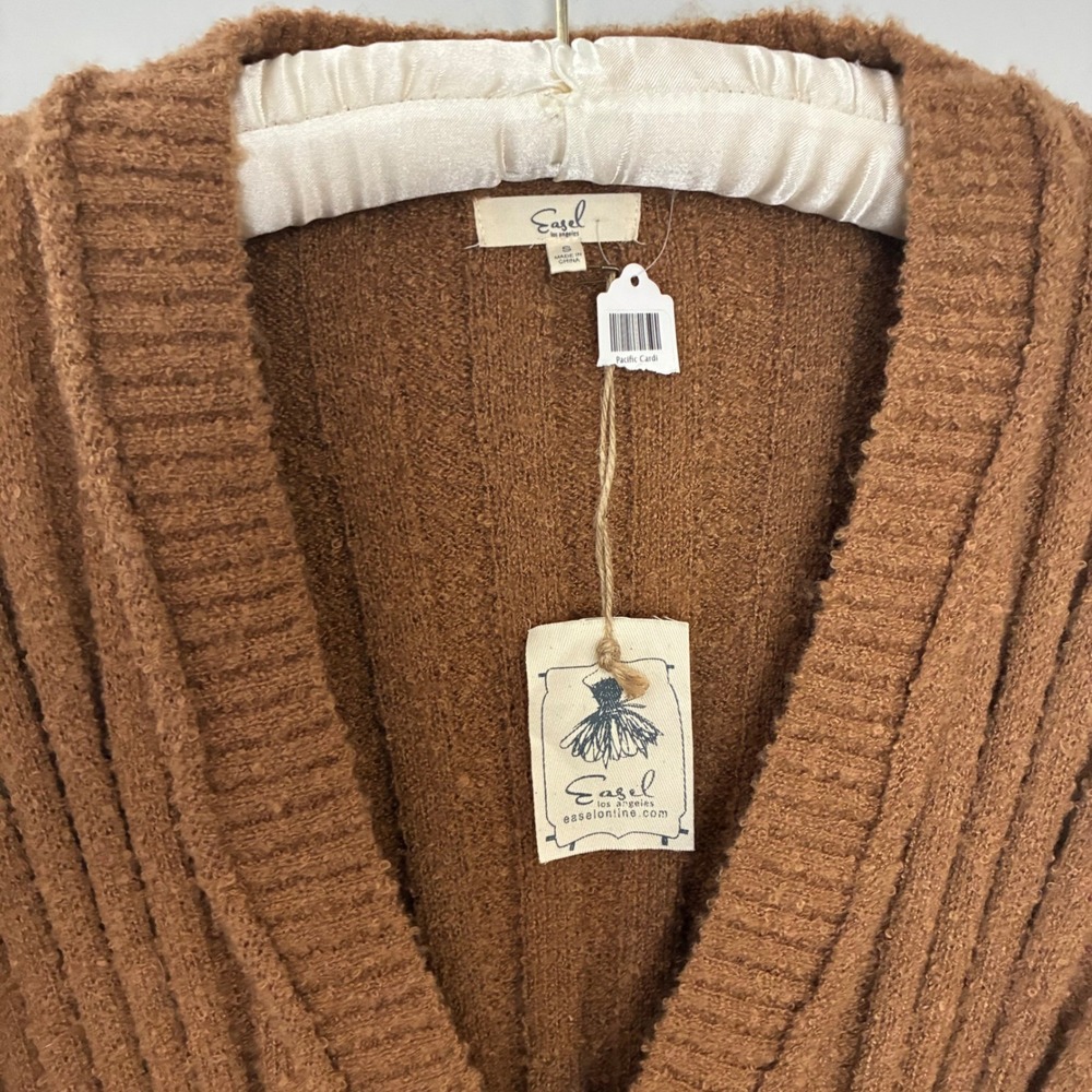 Easel Ribbed Knit Cardigan Chunky Oversized Brown Women's Small NWT Boho - Picture 5 of 10